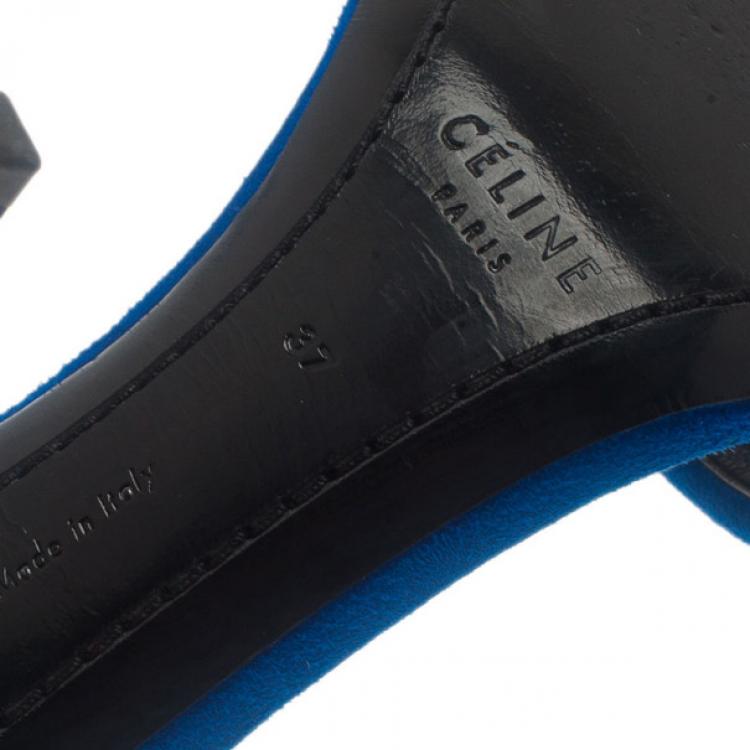 Pre Owned Celine Blue Suede Ankle Strap Sandals Size 37