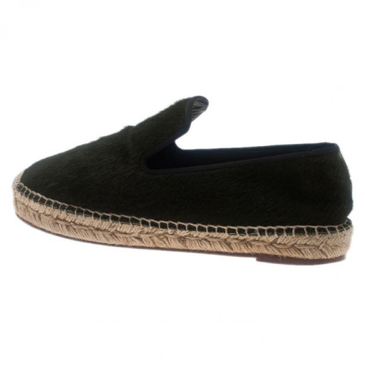 Pre Owned Celine Green Pony Hair Espadrilles Size 38