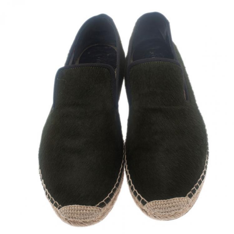 Pre Owned Celine Green Pony Hair Espadrilles Size 38