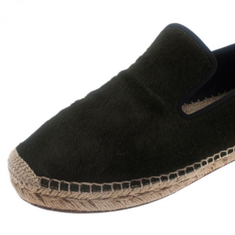 Pre Owned Celine Green Pony Hair Espadrilles Size 38