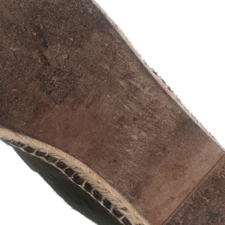 Pre Owned Celine Green Pony Hair Espadrilles Size 38