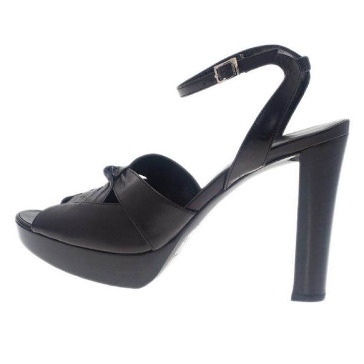 Pre Owned Celine Black Leather Ankle Strap Sandals Size 39