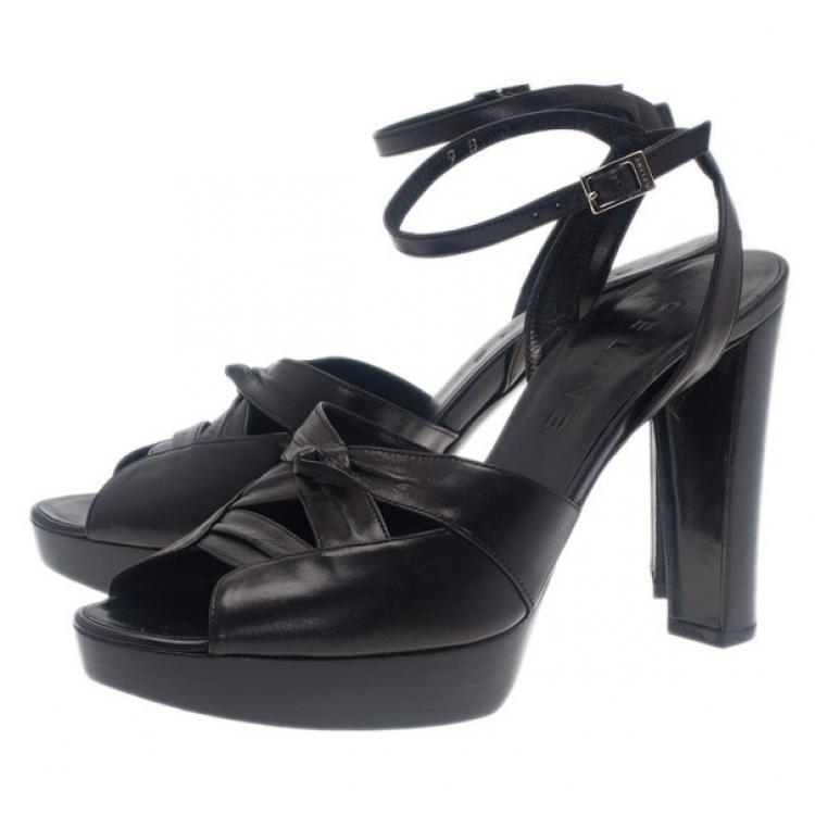Pre Owned Celine Black Leather Ankle Strap Sandals Size 39
