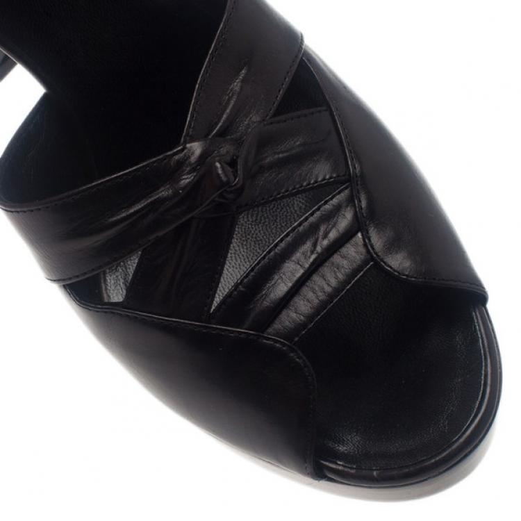 Pre Owned Celine Black Leather Ankle Strap Sandals Size 39