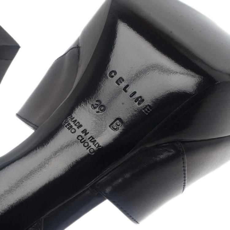 Pre Owned Celine Black Leather Ankle Strap Sandals Size 39