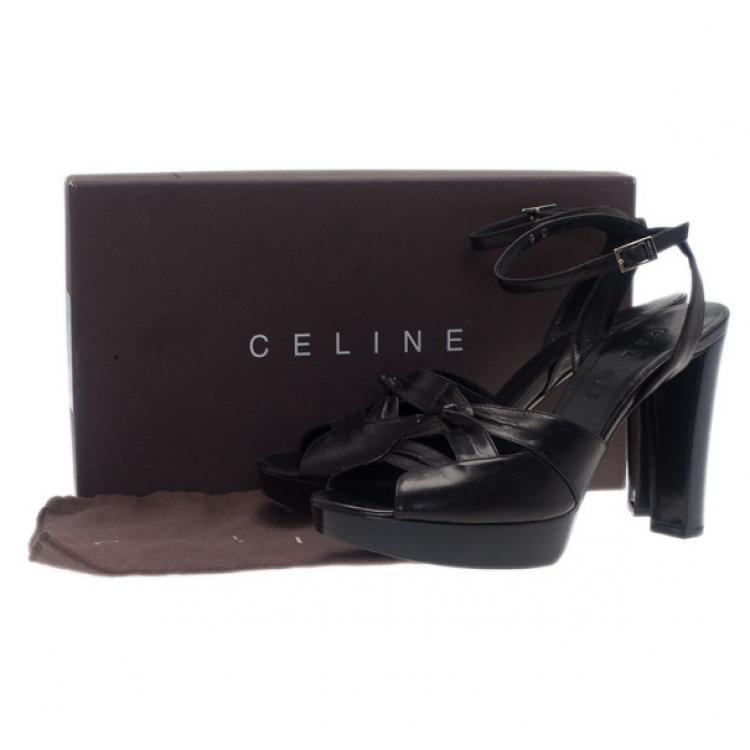 Pre Owned Celine Black Leather Ankle Strap Sandals Size 39