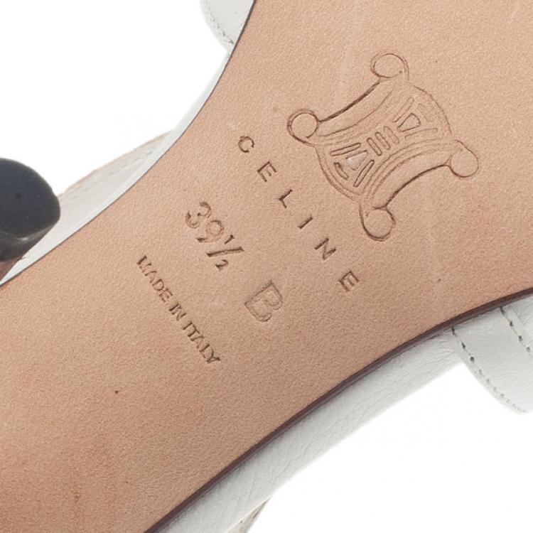 Pre Owned Celine White Leather Slingback Sandals Size 39.5