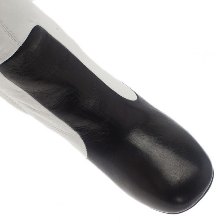 Pre Owned Celine Two Tone Leather Over The Knee Boots Size 38.5