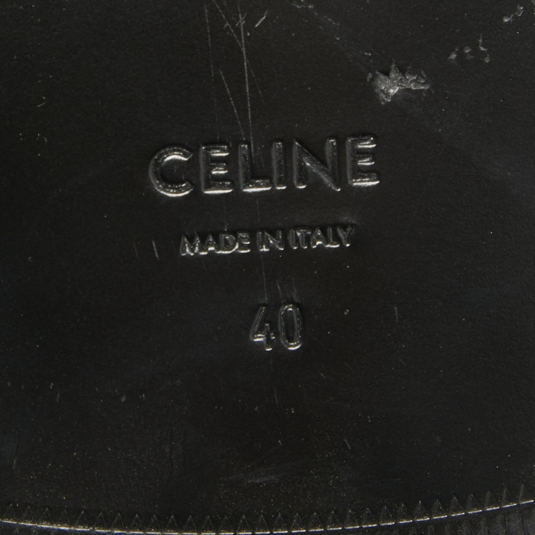 Pre Owned Celine Brown Leather Studded Lerins Flat Slides Size 40