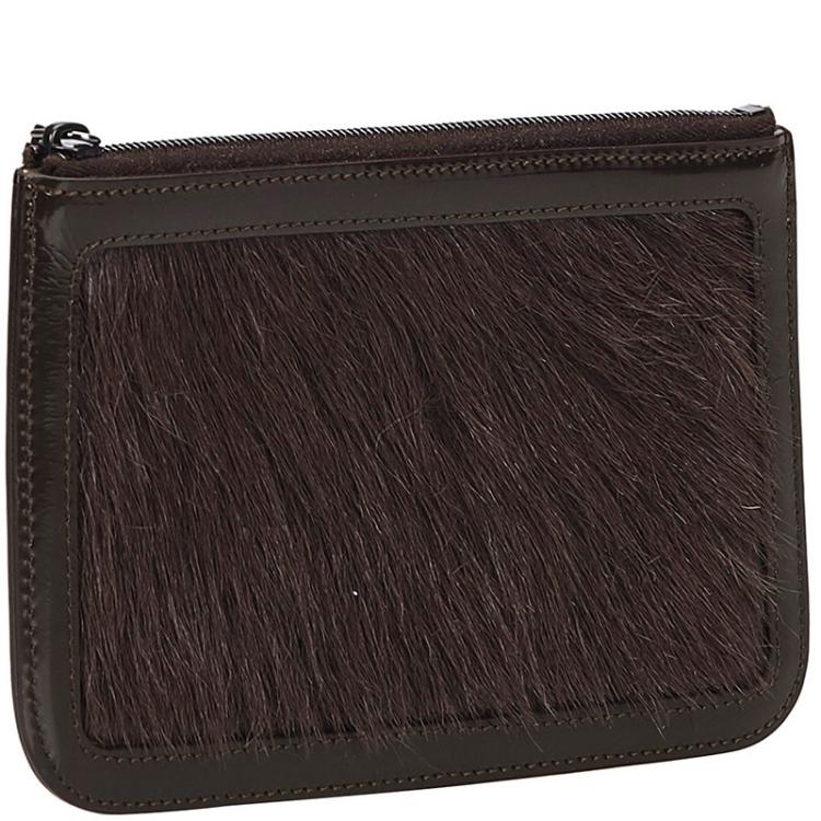 Pre Owned Celine Black Leather and Fur Pouch