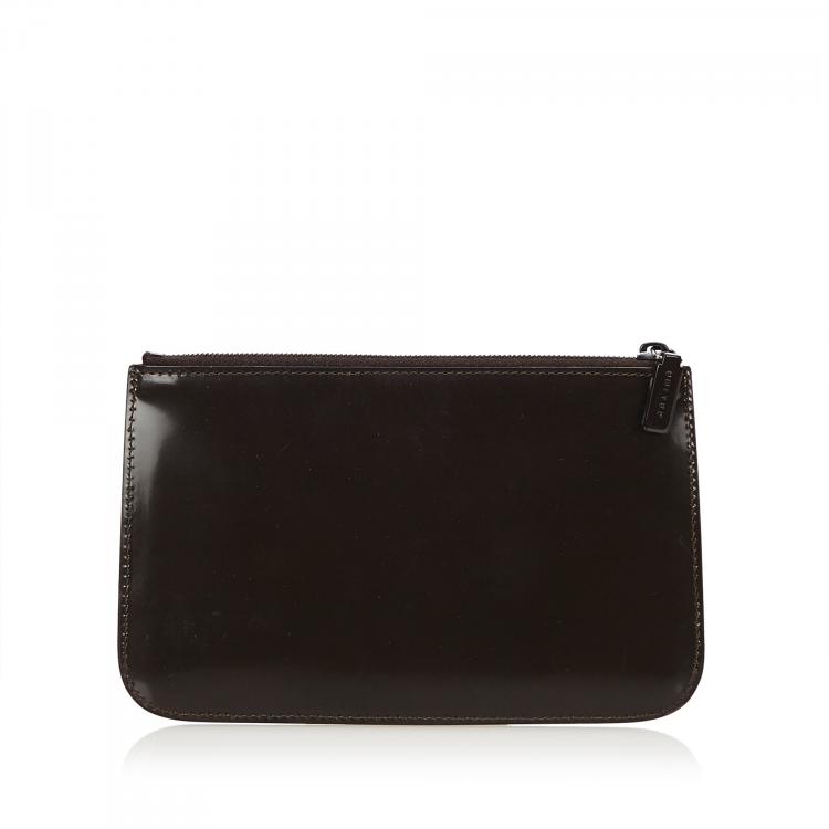 Pre Owned Celine Black Leather and Fur Pouch