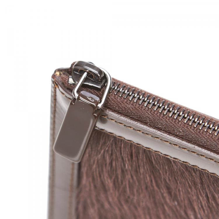 Pre Owned Celine Black Leather and Fur Pouch