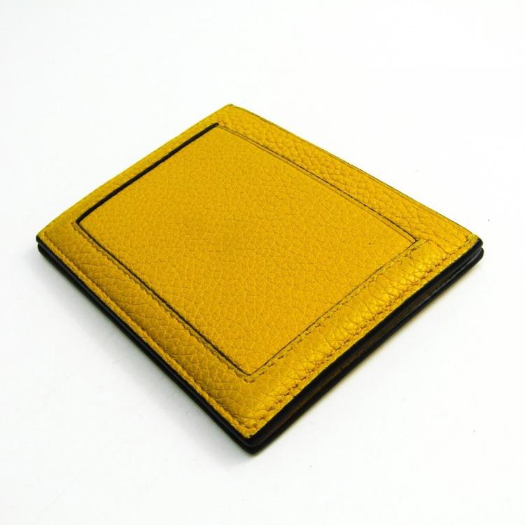 Pre Owned Celine Yellow Leather Gusset Card Holder