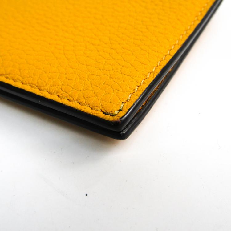 Pre Owned Celine Yellow Leather Gusset Card Holder