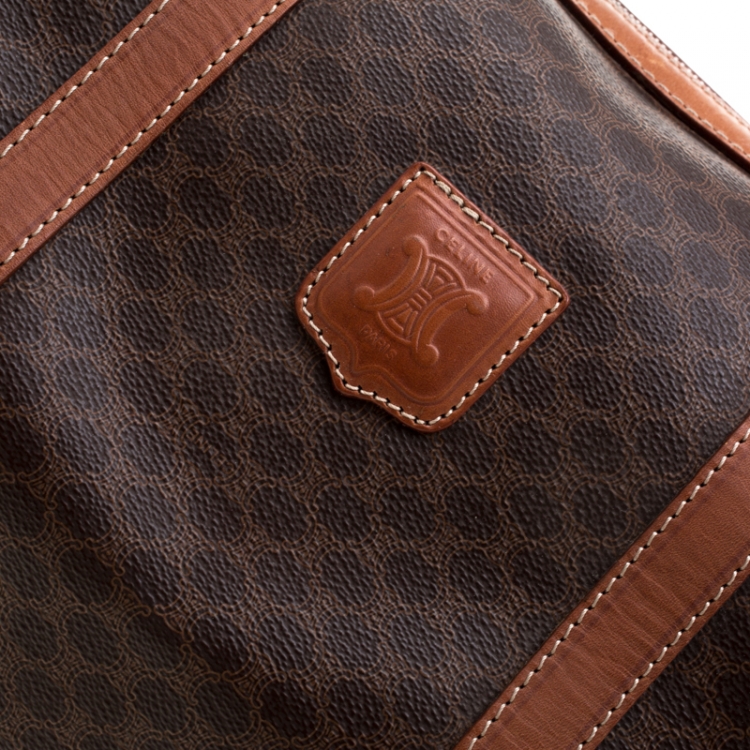 Pre Owned Céline Brown Macadam Coated Canvas and Leather Duffle Bag