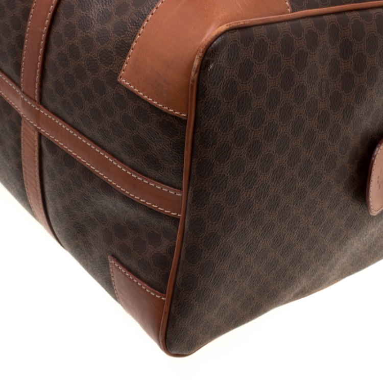 Pre Owned Céline Brown Macadam Coated Canvas and Leather Duffle Bag