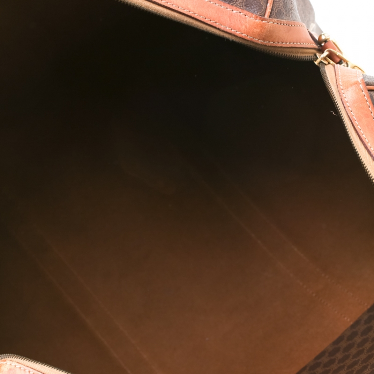 Pre Owned Céline Brown Macadam Coated Canvas and Leather Duffle Bag