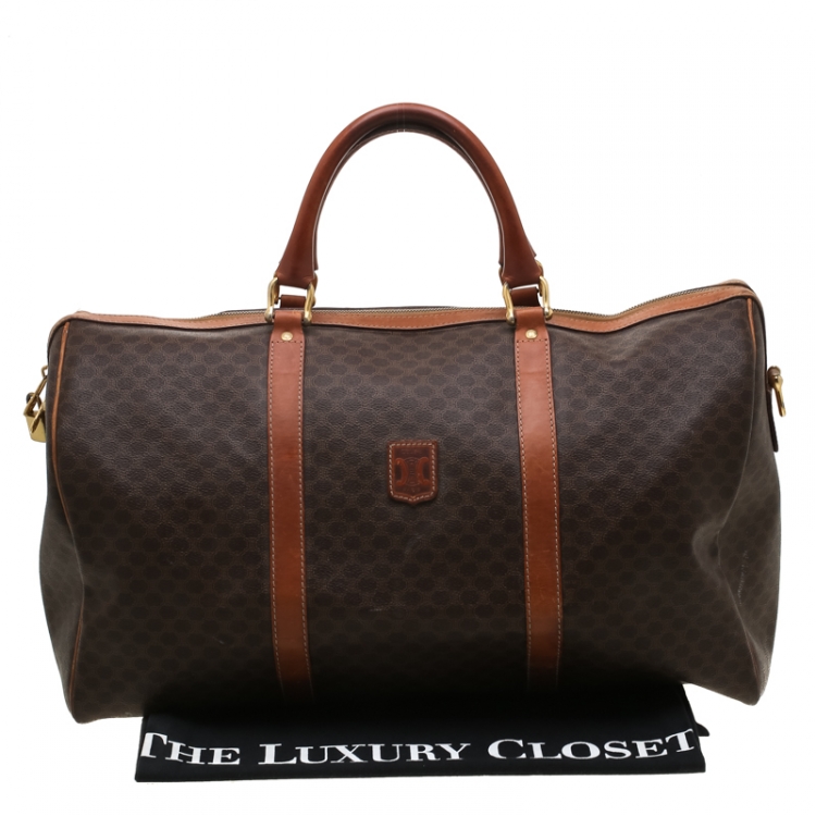 Pre Owned Céline Brown Macadam Coated Canvas and Leather Duffle Bag