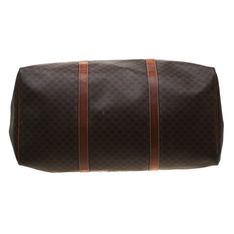 Pre Owned Céline Brown Macadam Coated Canvas and Leather Duffle Bag