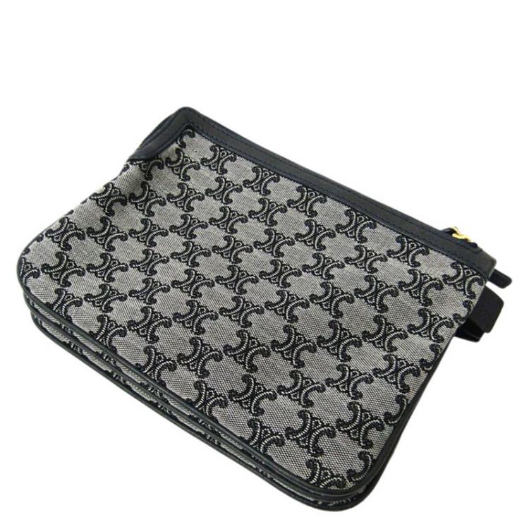 Pre Owned Celine Navy Macadam Canvas Cosmetic Pouch