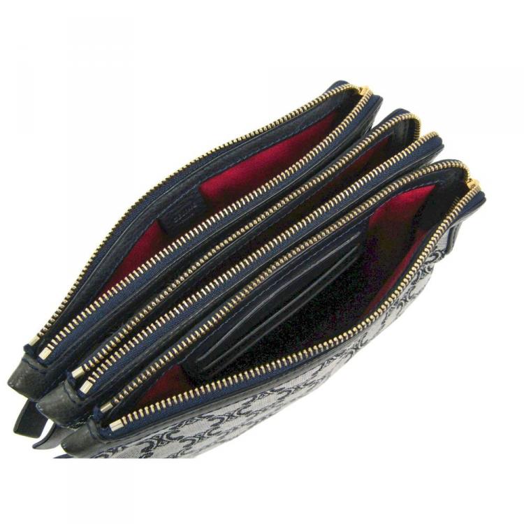 Pre Owned Celine Navy Macadam Canvas Cosmetic Pouch