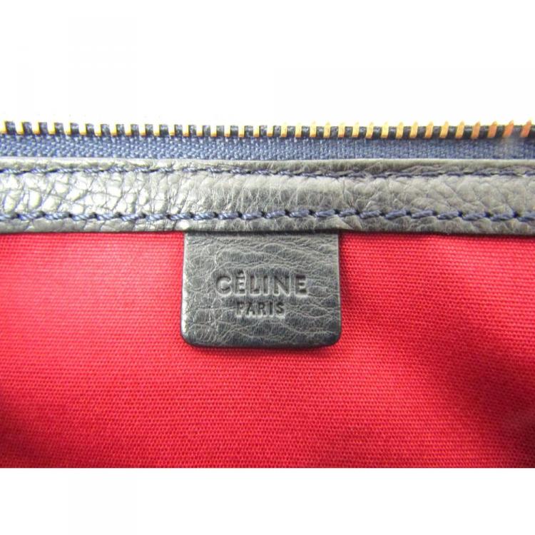 Pre Owned Celine Navy Macadam Canvas Cosmetic Pouch