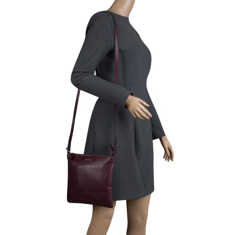 Pre Owned Cerruti 1881 Burgundy Leather Cerrutis Crossbody Bag