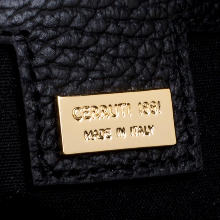 Pre Owned Cerruti 1881 Black Leather Cerrutis Chain Tote