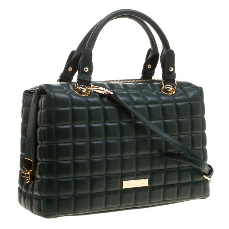 Pre Owned Cerruti 1881 Green Quilted Leather Maya Satchel