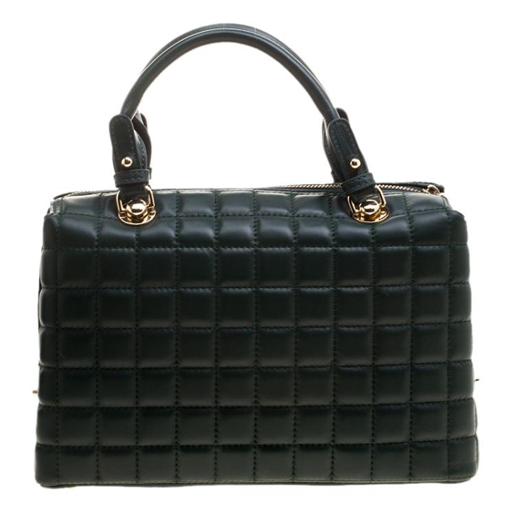 Pre Owned Cerruti 1881 Green Quilted Leather Maya Satchel