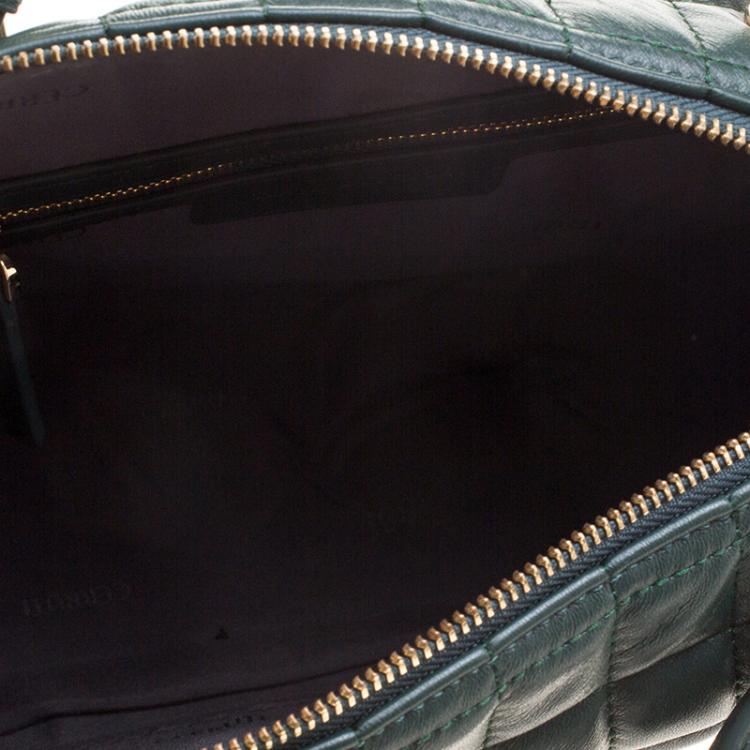 Pre Owned Cerruti 1881 Green Quilted Leather Maya Satchel