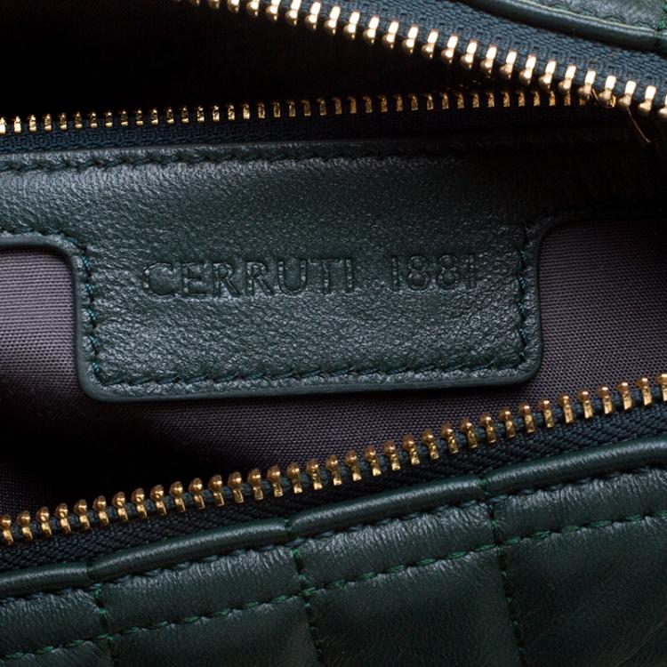 Pre Owned Cerruti 1881 Green Quilted Leather Maya Satchel
