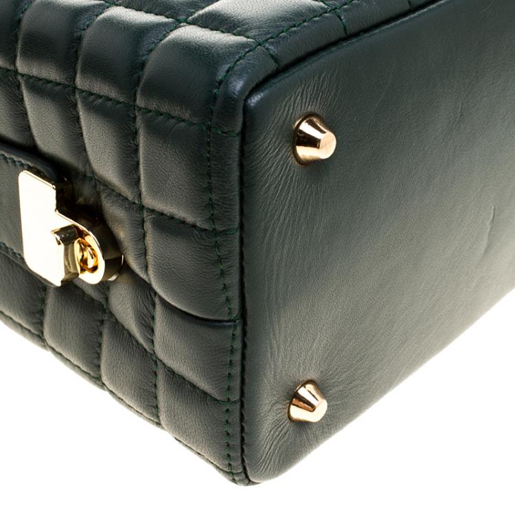 Pre Owned Cerruti 1881 Green Quilted Leather Maya Satchel