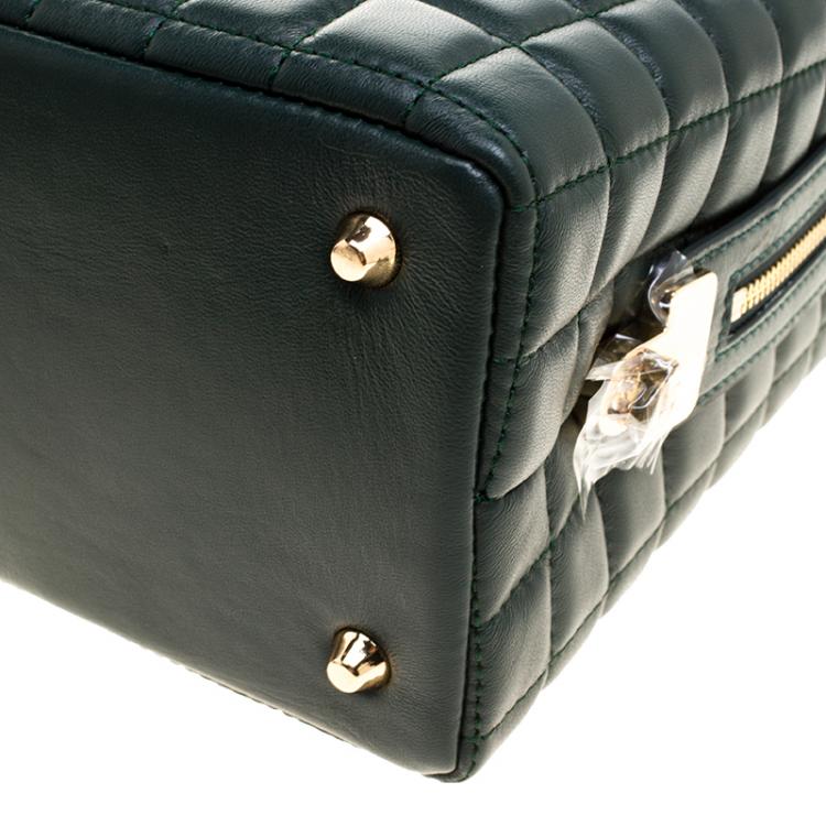 Pre Owned Cerruti 1881 Green Quilted Leather Maya Satchel