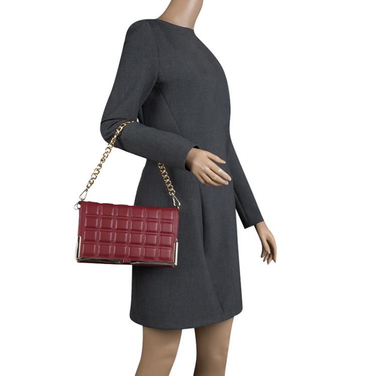 Pre Owned Cerruti 1881 Red Quilted Leather Cerrutis Crossbody Bag