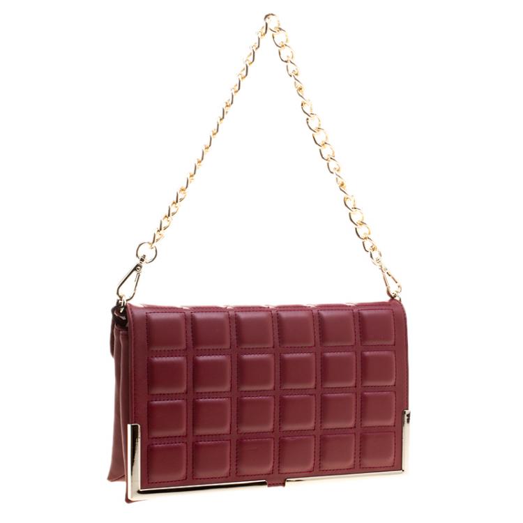 Pre Owned Cerruti 1881 Red Quilted Leather Cerrutis Crossbody Bag