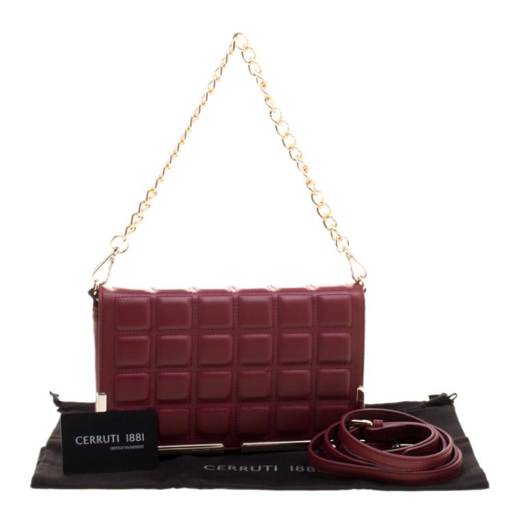Pre Owned Cerruti 1881 Red Quilted Leather Cerrutis Crossbody Bag