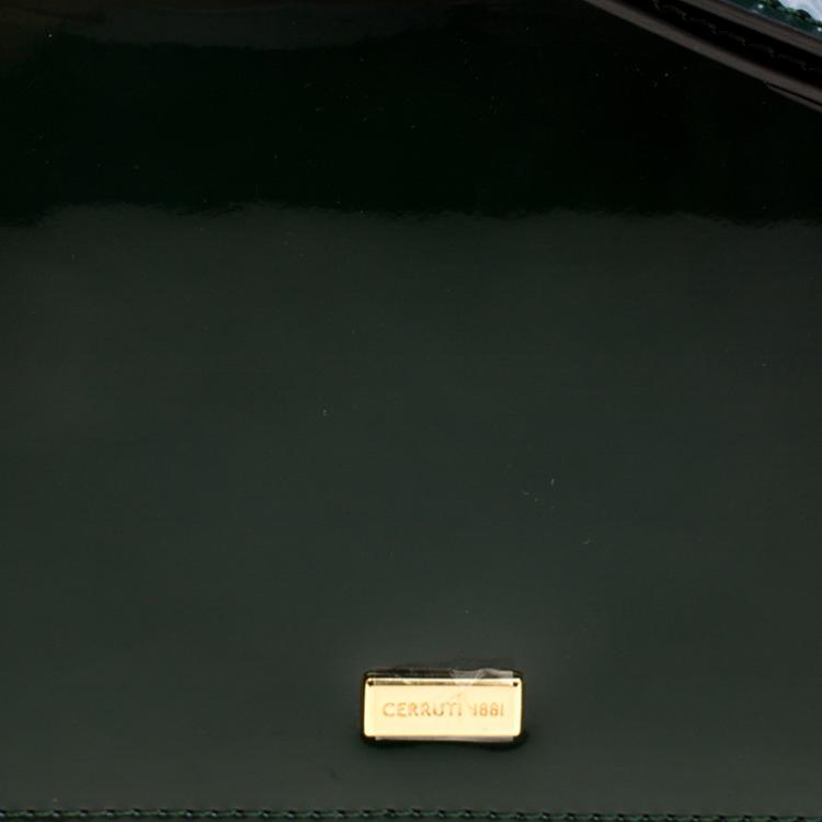 Pre Owned Cerruti 1881 Green Patent Leather Brenda Crossbody Bag