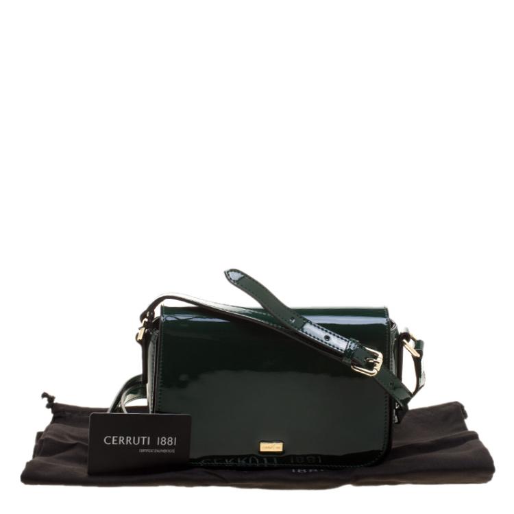 Pre Owned Cerruti 1881 Green Patent Leather Brenda Crossbody Bag