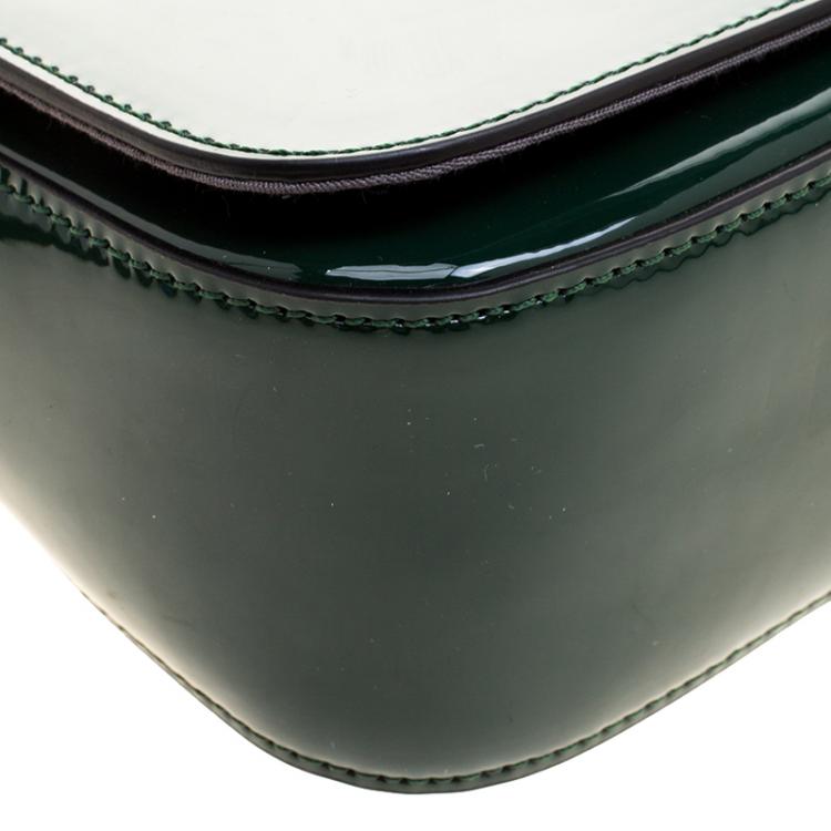 Pre Owned Cerruti 1881 Green Patent Leather Brenda Crossbody Bag