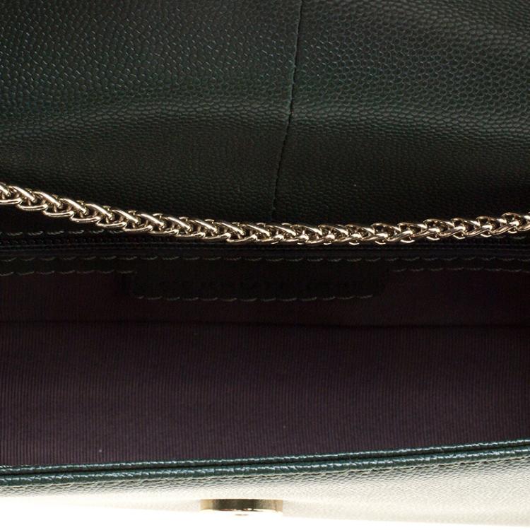 Pre Owned Cerruti 1881 Green Leather Cerrutis Chain Clutch