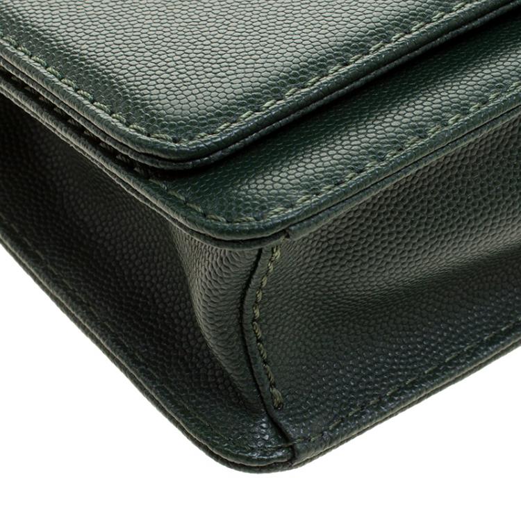 Pre Owned Cerruti 1881 Green Leather Cerrutis Chain Clutch