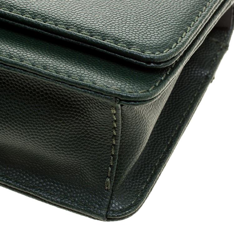Pre Owned Cerruti 1881 Green Leather Cerrutis Chain Clutch