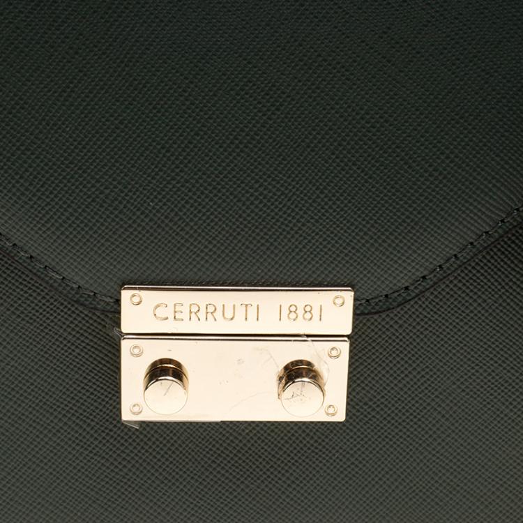Pre Owned Cerruti 1881 Green Leather Cerrutis Shoulder Bag