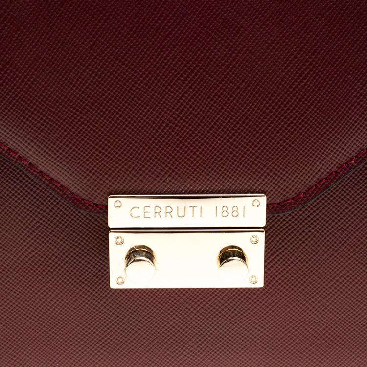 Pre Owned Cerruti 1881 Red Leather Cerrutis Shoulder Bag