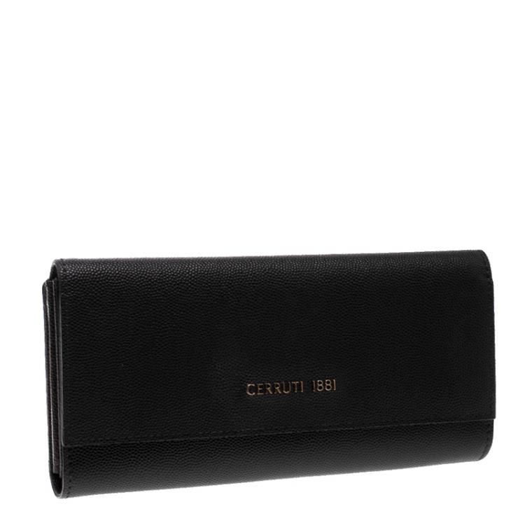 Pre Owned Cerruti 1881 Black Leather Cerrutis Continental Wallet