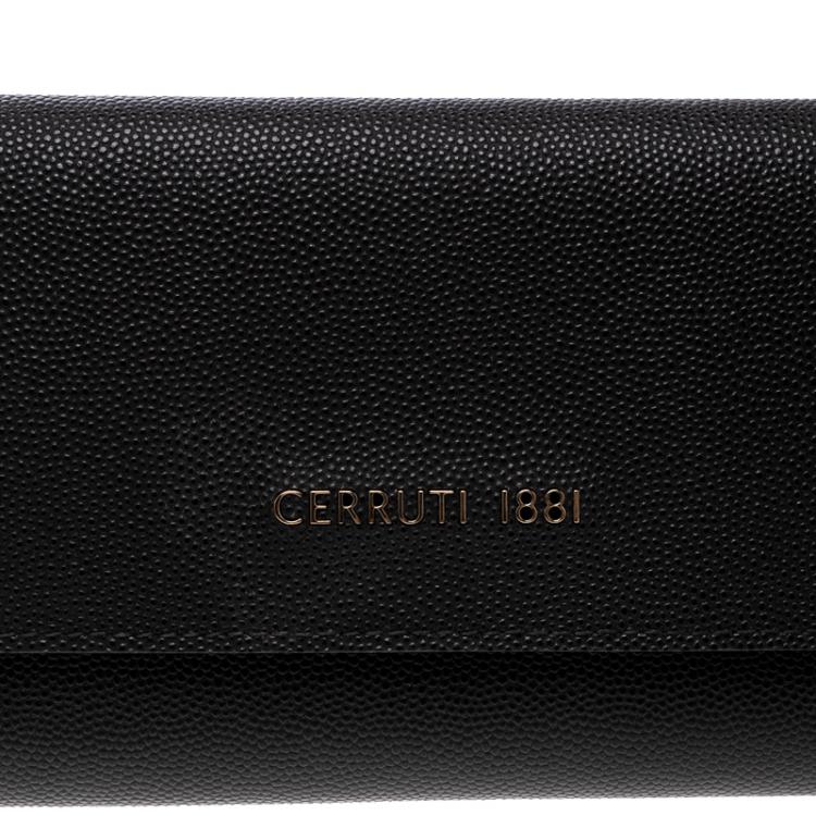 Pre Owned Cerruti 1881 Black Leather Cerrutis Continental Wallet