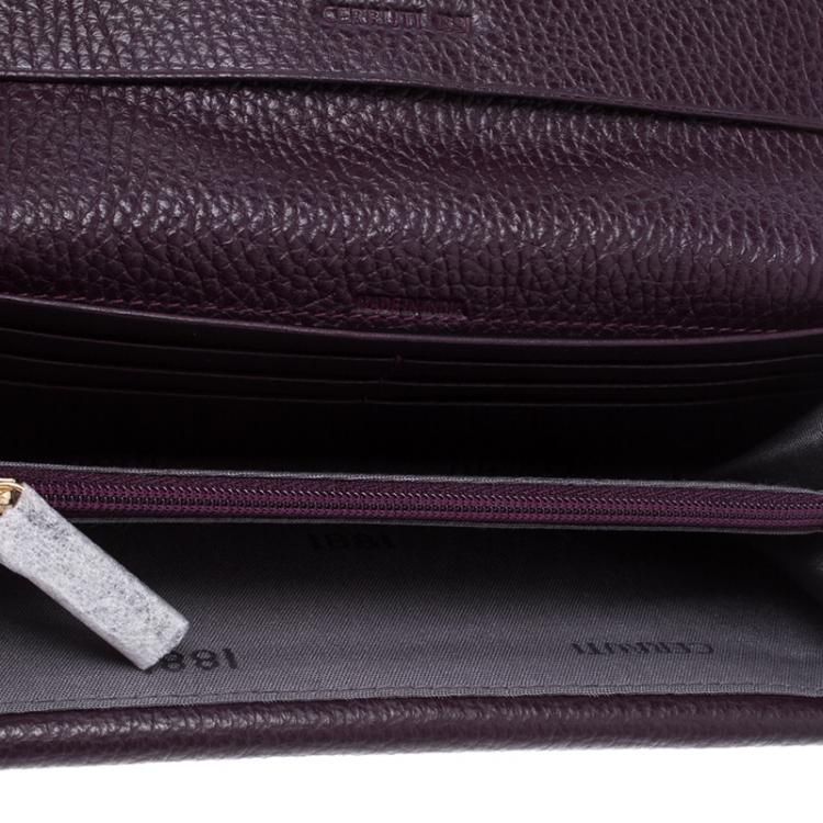 Pre Owned Cerruti 1881 Purple Leather Cerrutis Flap Wallet