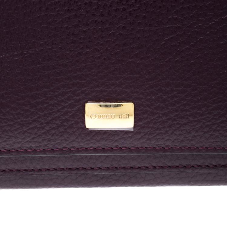 Pre Owned Cerruti 1881 Purple Leather Cerrutis Flap Wallet