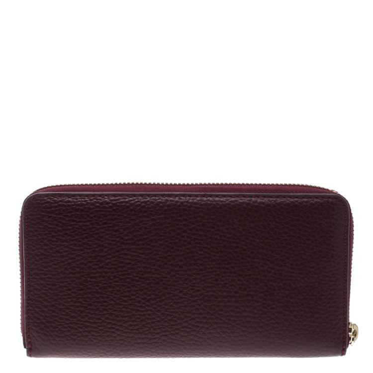 Pre Owned Cerruti 1881 Burgundy Leather Cerrutis Zip Around Wallet